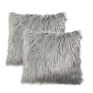 New Faux Fur Pillows Grey Faux Fur Pillows 19x19 Shaggy Throw Pillows Bouclair